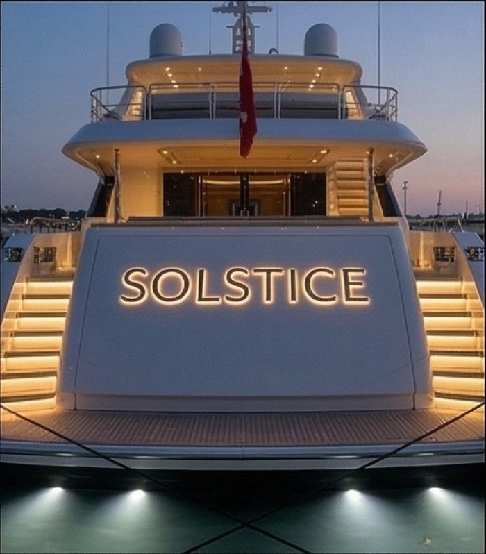 Aurora illuminated boat name sign