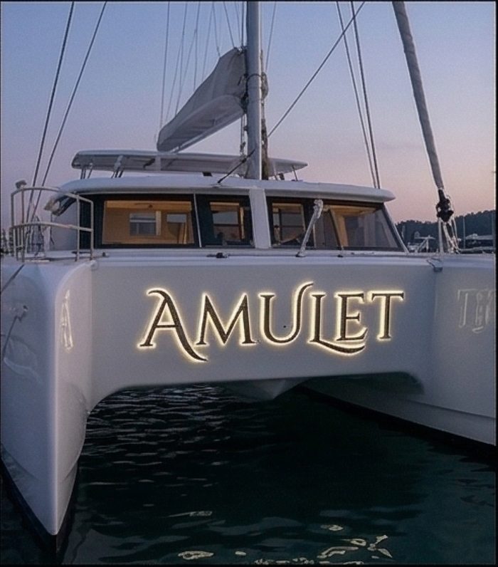Cloud Nine illuminated boat name sign