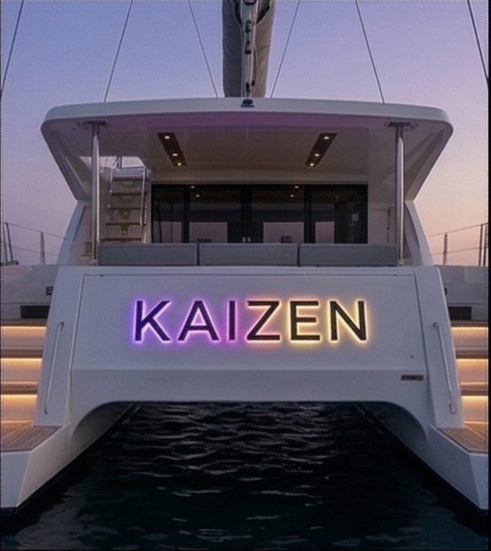Kaizen illuminated boat name sign