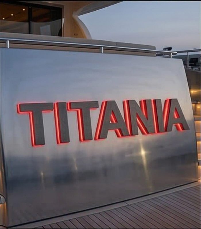 Oceanus illuminated boat name sign